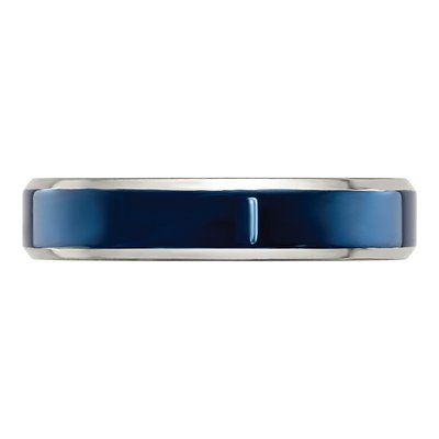 Stainless Steel 5mm Blue IP Wedding Band – view 3