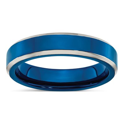Stainless Steel 5mm Blue IP Wedding Band