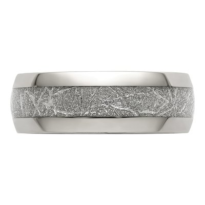 Stainless Steel 8mm Glitter Paper Inlay Wedding Band – view 4
