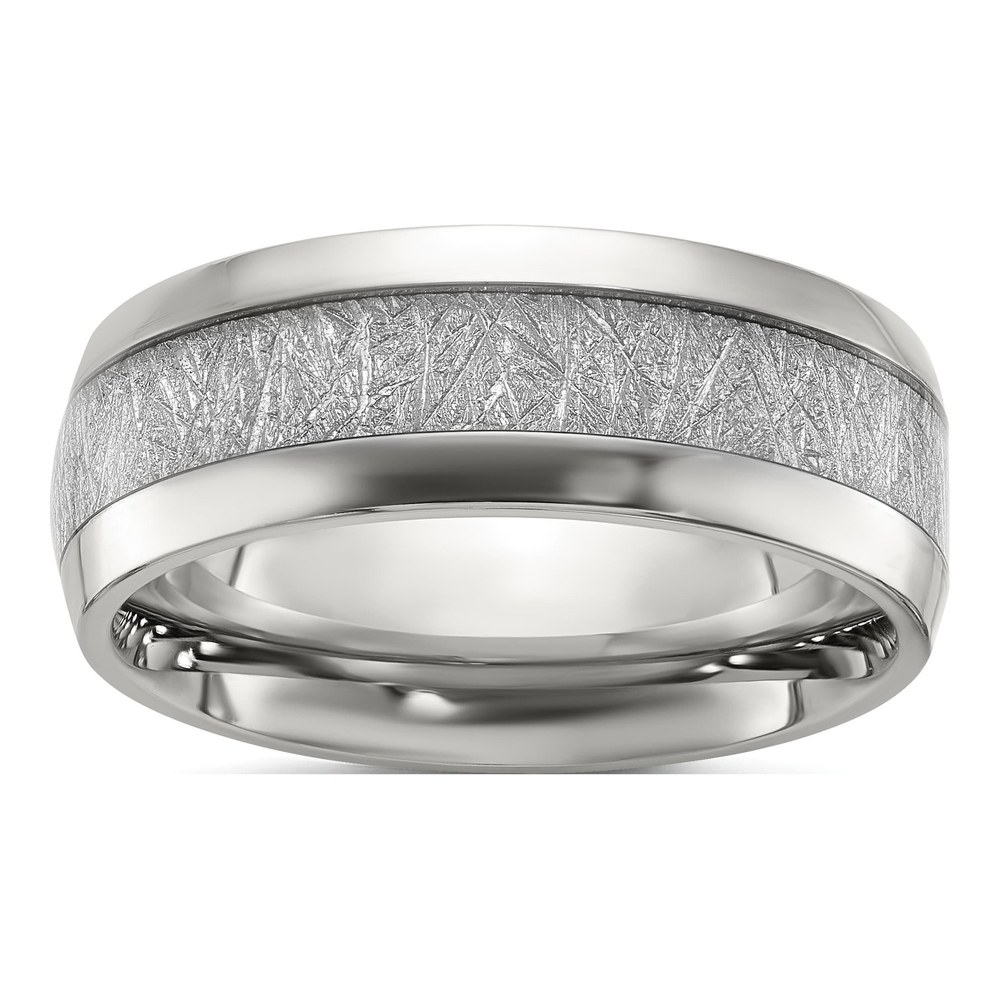 Stainless Steel 8mm Glitter Paper Inlay Wedding Band