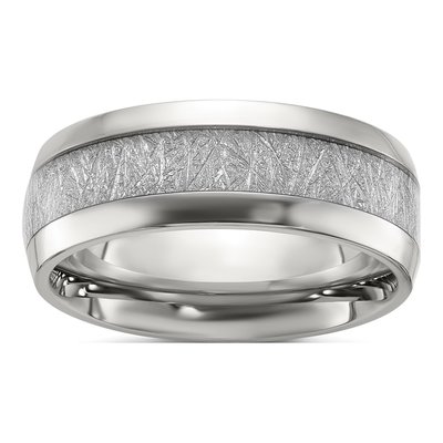 Stainless Steel 8mm Glitter Paper Inlay Wedding Band