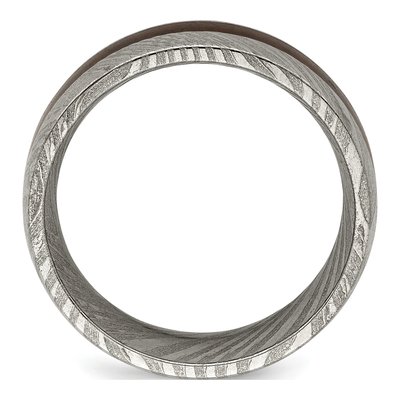 Damascus Steel 8mm Damascus Ebony Wood Wedding Band – view 3