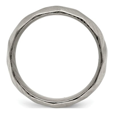 Damascus Steel 7mm Damascus Faceted Wedding Band – view 2
