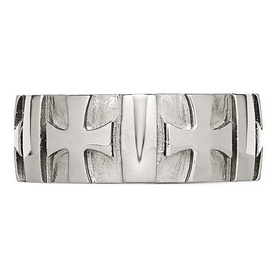 Stainless Steel Diamond Cross Wedding Band – view 5