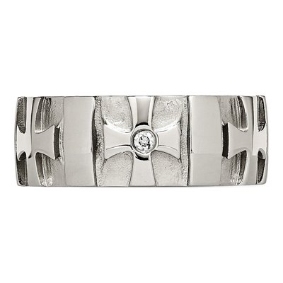 Stainless Steel Diamond Cross Wedding Band – view 6