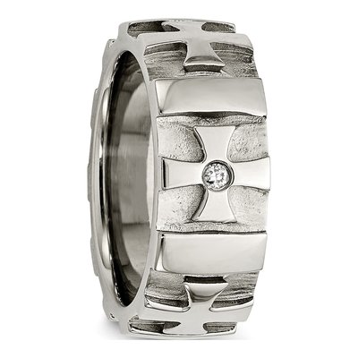 Stainless Steel Diamond Cross Wedding Band – view 7