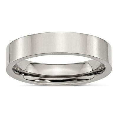 Stainless Steel 5mm Flat Wedding Band
