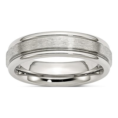 Stainless Steel 6mm Grooved Wedding Band