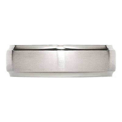 Stainless Steel 7mm Ridged Edge Wedding Band – view 3