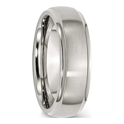 Stainless Steel 7mm Ridged Edge Wedding Band – view 4