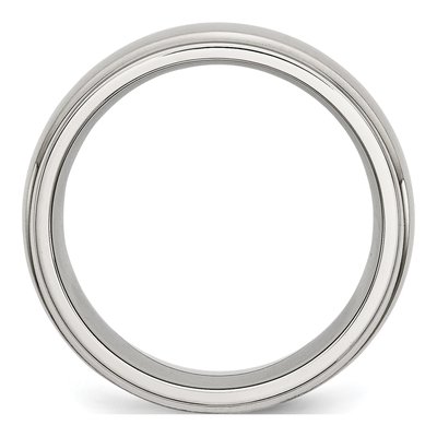 Stainless Steel 8mm Ridged Wedding Band – view 2