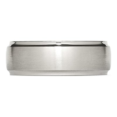Stainless Steel 8mm Ridged Wedding Band – view 3