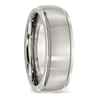 Stainless Steel 8mm Ridged Wedding Band – view 4