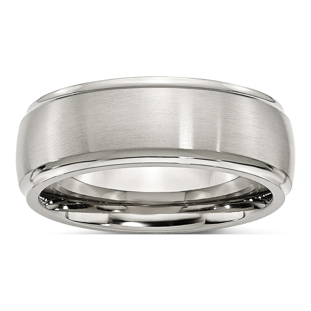 Stainless Steel 8mm Ridged Wedding Band