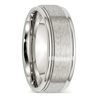 Stainless Steel 8mm Grooved Comfort-Fit Wedding Band – view 4