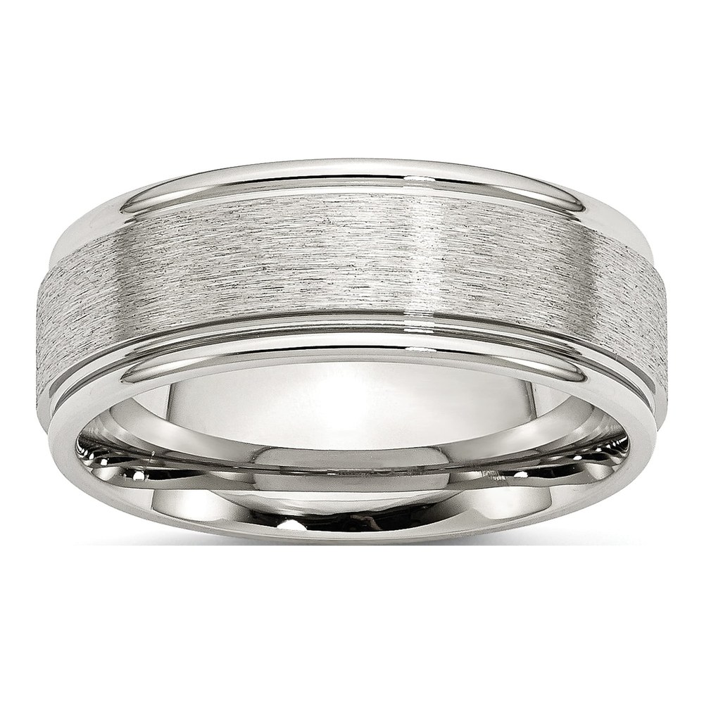 Stainless Steel 8mm Grooved Comfort-Fit Wedding Band