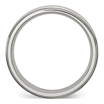 Stainless Steel 6mm Grooved Comfort-Fit Wedding Band – view 2