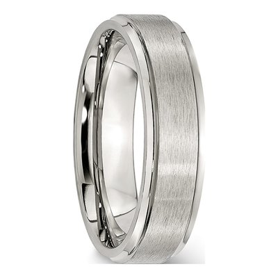 Stainless Steel 6mm Grooved Comfort-Fit Wedding Band – view 4