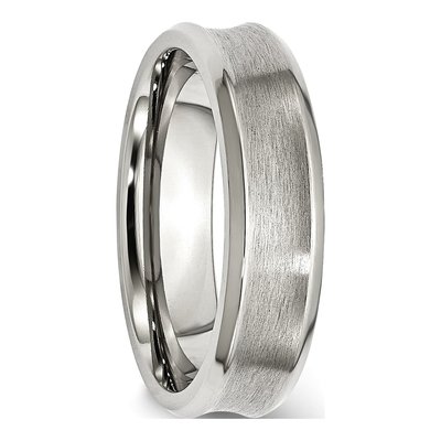 Stainless Steel 6mm Concave Beveled Wedding Band – view 6