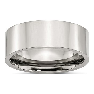 Stainless Steel 8mm Flat Comfort-Fit Wedding Band