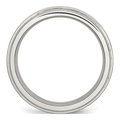 Stainless Steel 8mm Ridged Edge Wedding Band – view 4