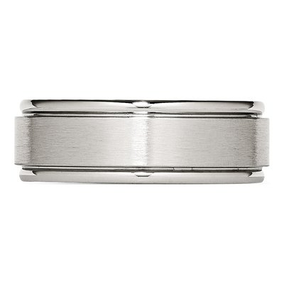 Stainless Steel 8mm Ridged Edge Wedding Band – view 5