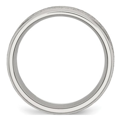 Stainless Steel 8mm Ridged Wedding Band – view 4