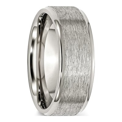Stainless Steel 8mm Ridged Wedding Band – view 6