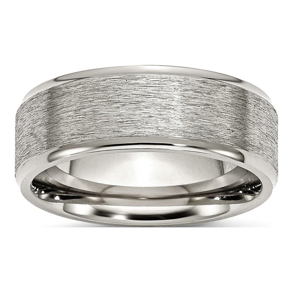Chisel Stainless Steel Ridged 8mm Wedding Band