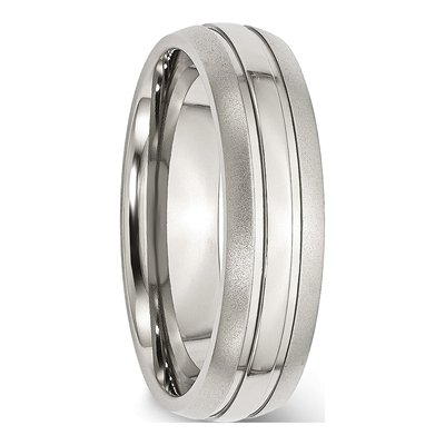 Stainless Steel 6mm Grooved Wedding Band – view 6