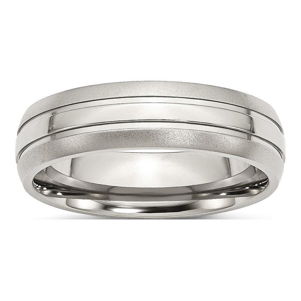 Stainless Steel 6mm Grooved Wedding Band