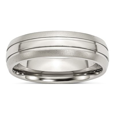 Stainless Steel 6mm Grooved Wedding Band