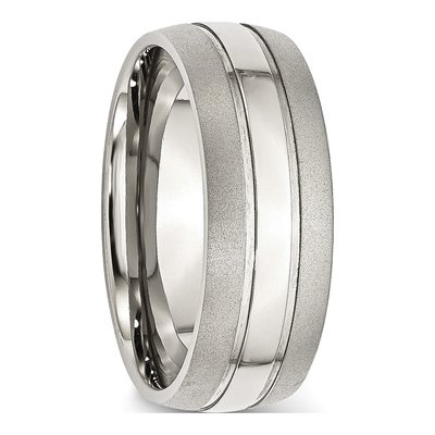 Stainless Steel 8mm Grooved Wedding Band – view 6
