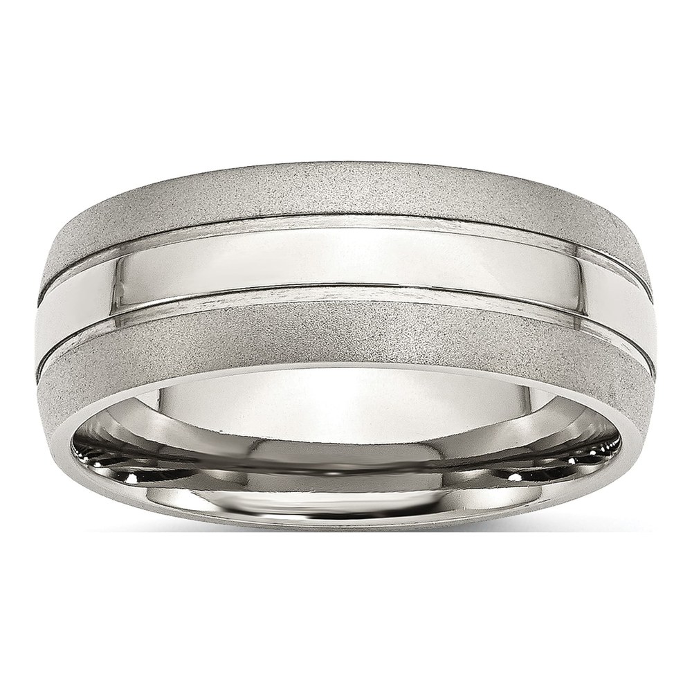 Stainless Steel 8mm Grooved Wedding Band