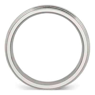 Stainless Steel 6mm Grooved Beaded Wedding Band – view 4