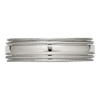 Stainless Steel 6mm Grooved Beaded Wedding Band – view 5