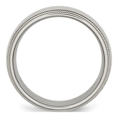 Stainless Steel 8mm Grooved Beaded Wedding Band – view 4