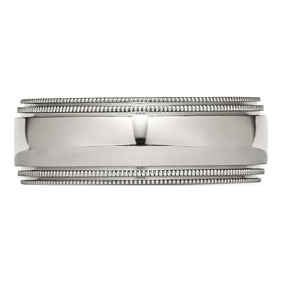 Stainless Steel 8mm Grooved Beaded Wedding Band – view 5
