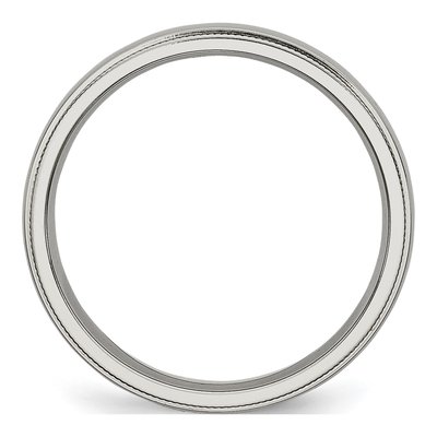 Stainless Steel 4mm Beaded Comfort-Fit Wedding Band – view 4