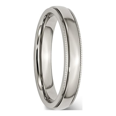 Stainless Steel 4mm Beaded Comfort-Fit Wedding Band – view 6