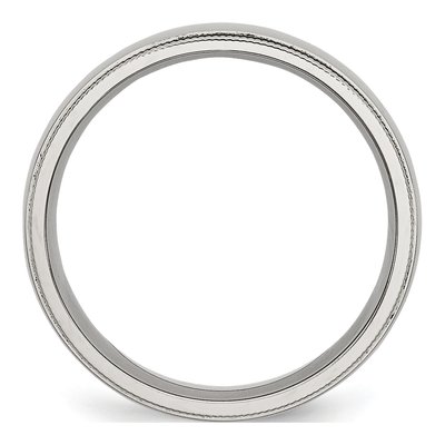 Stainless Steel 6mm Grooved Beaded Comfort-Fit Wedding Band – view 4