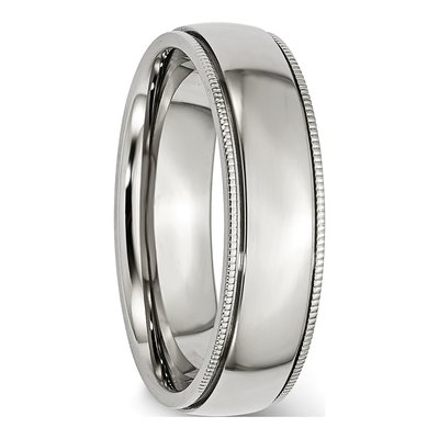 Stainless Steel 6mm Grooved Beaded Comfort-Fit Wedding Band – view 6