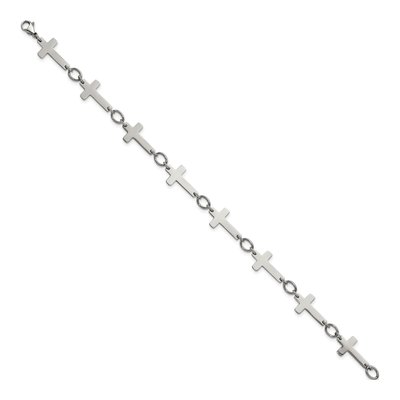 Stainless Steel Sideways Cross Anklet – view 4