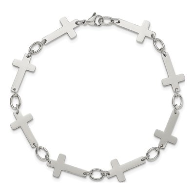 Stainless Steel Sideways Cross Anklet – view 6