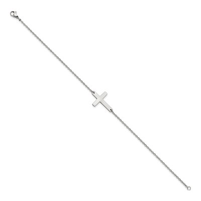 Stainless Steel Sideways Cross Anklet – view 4