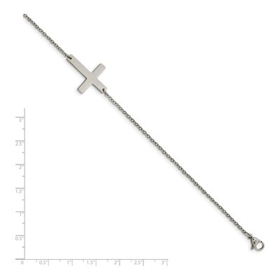 Stainless Steel Sideways Cross Anklet – view 5