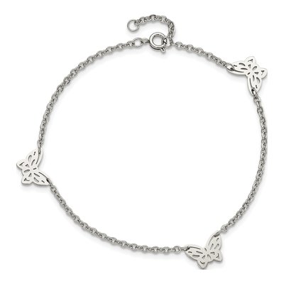 Stainless Steel Butterfly Anklet – view 6