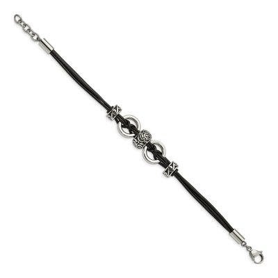 Stainless Steel Leather Bracelet – view 4