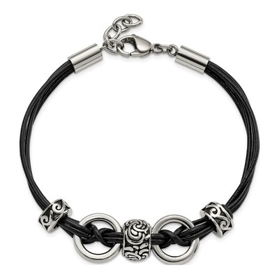 Stainless Steel Leather Bracelet – view 5
