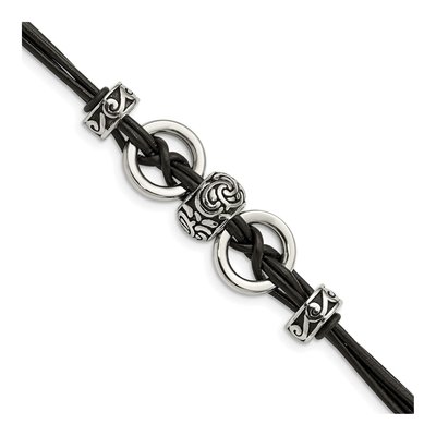 Stainless Steel Leather Bracelet